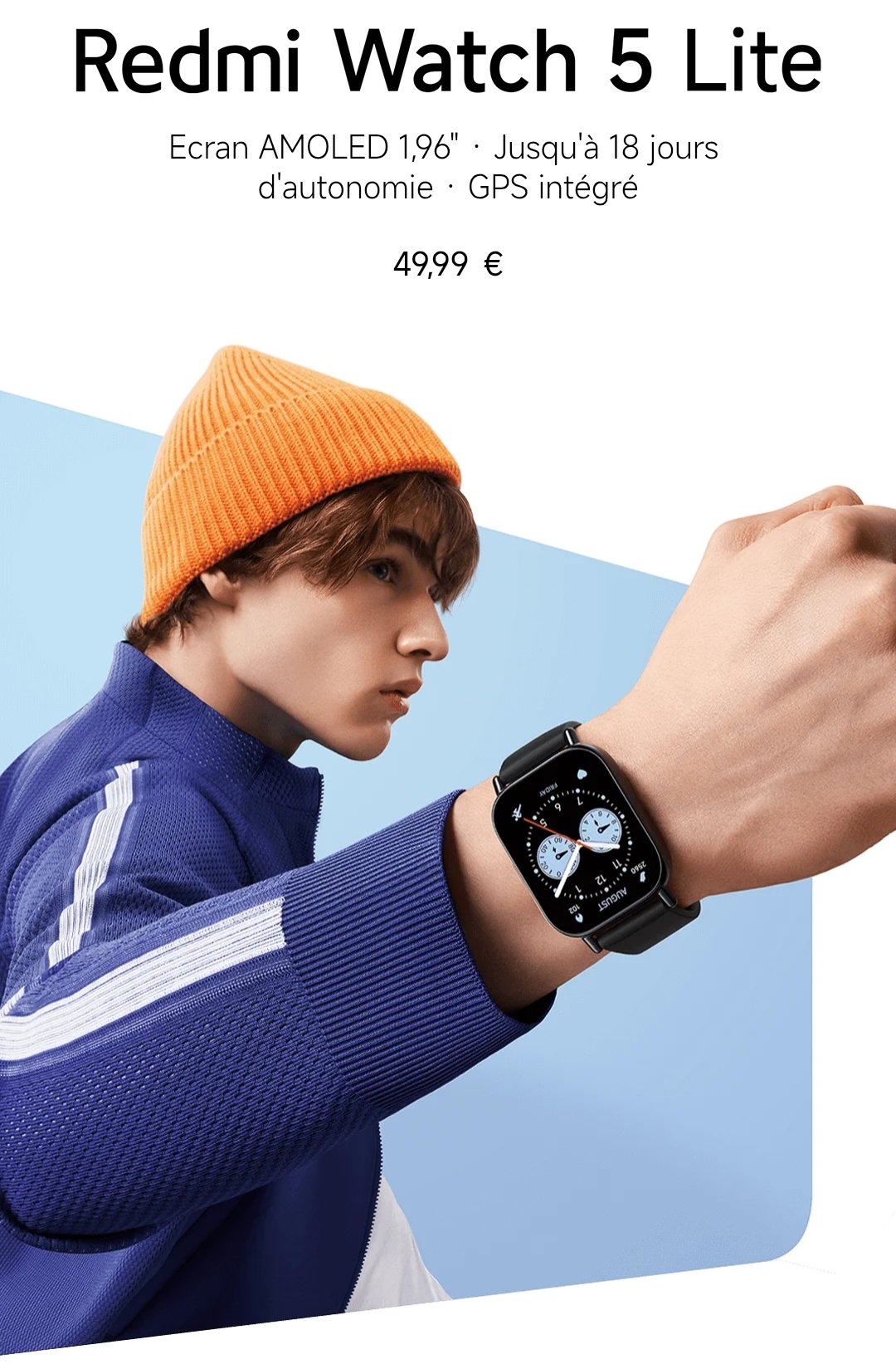 Redmi Watch 5 Lite – AMOLED | Appels Bluetooth | Autonomie 18 jours – Image 3