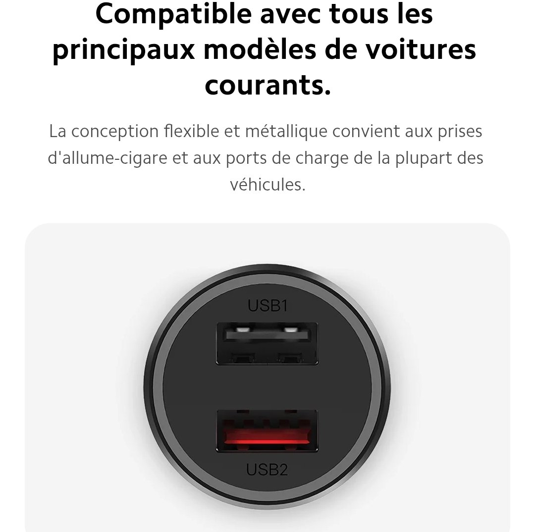 Mi 37W Car Charger – Double USB | Charge Rapide | 12V–24V – Image 4