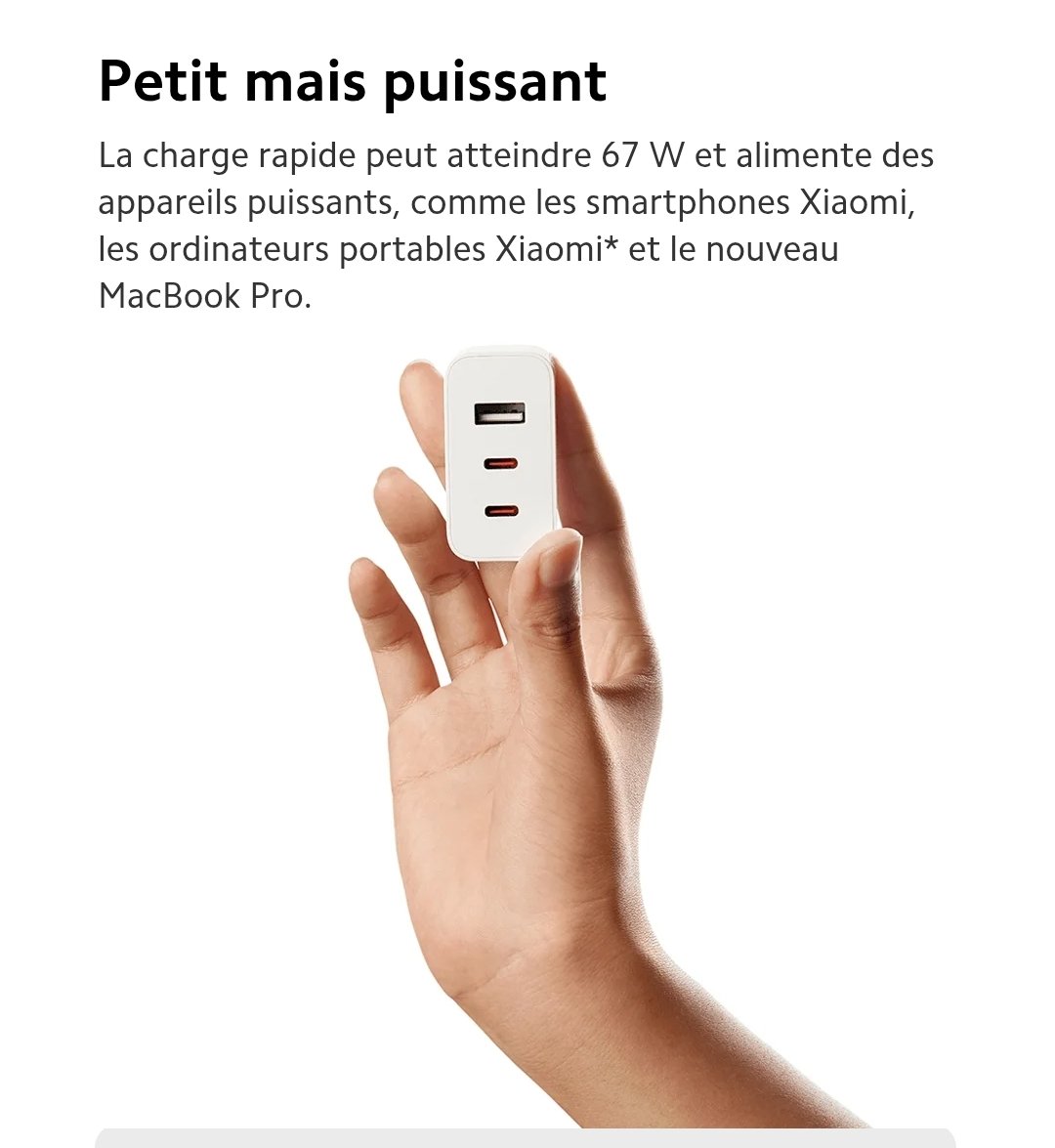 Xiaomi 67W GaN ultra rapide | 2 Type-C + 1 USB-A | Puissance 67W – Image 7