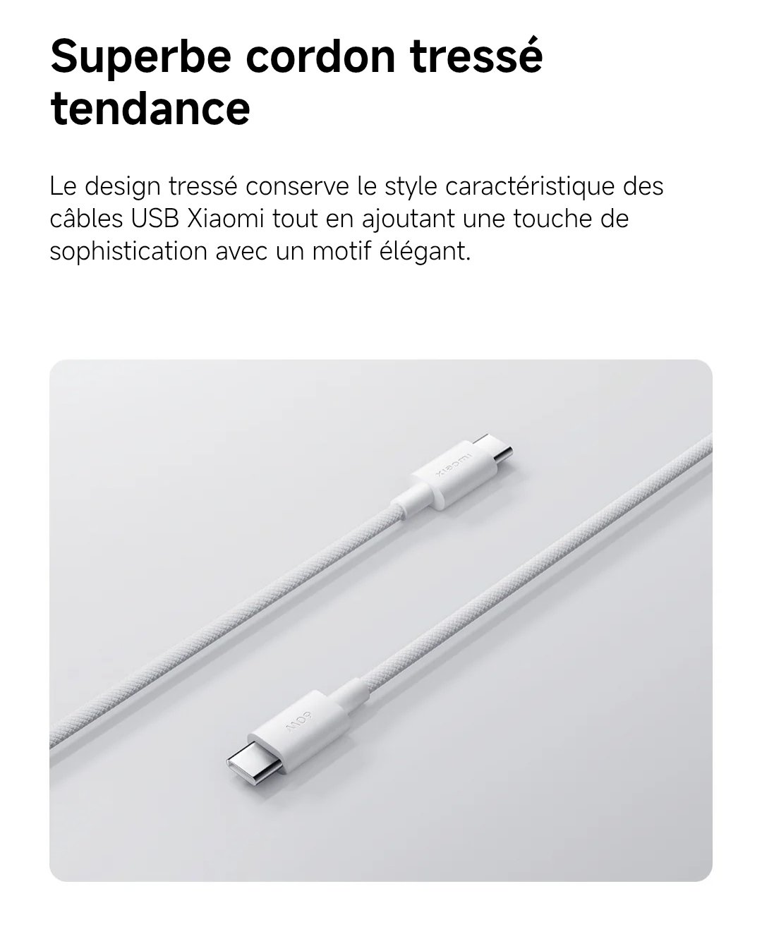 Xiaomi 3A Braided USB-C to USB-C Cable (1m) rapide | Câble tressé premium – Image 4