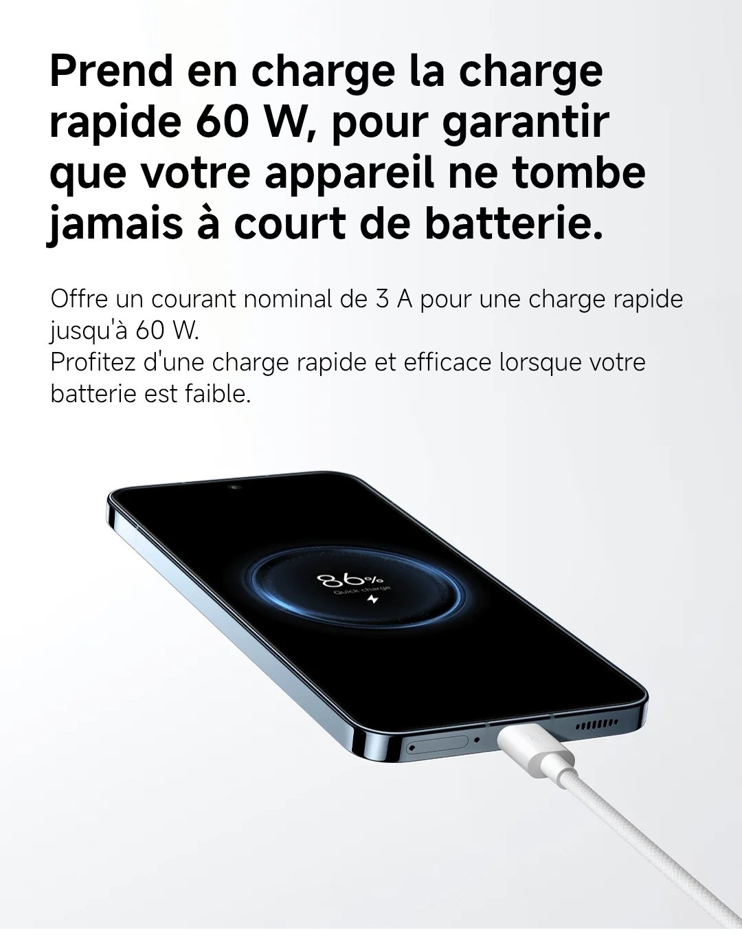 Xiaomi 3A Braided USB-C to USB-C Cable (1m) rapide | Câble tressé premium – Image 5