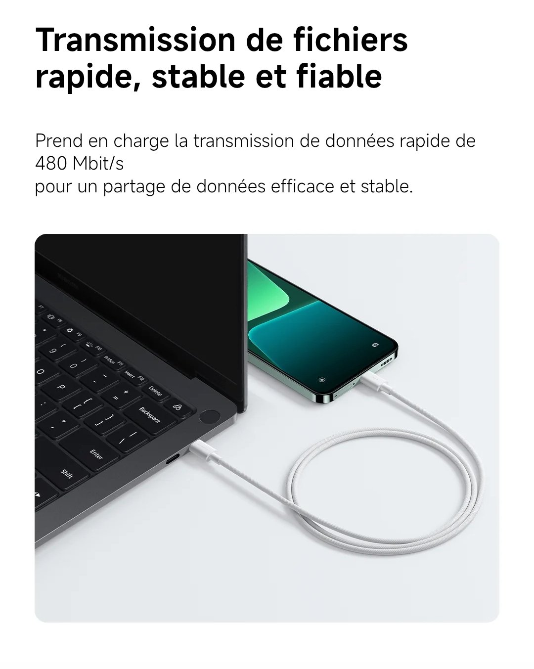 Xiaomi 3A Braided USB-C to USB-C Cable (1m) rapide | Câble tressé premium – Image 2