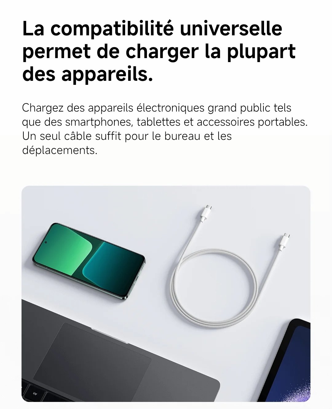 Xiaomi 3A Braided USB-C to USB-C Cable (1m) rapide | Câble tressé premium – Image 3
