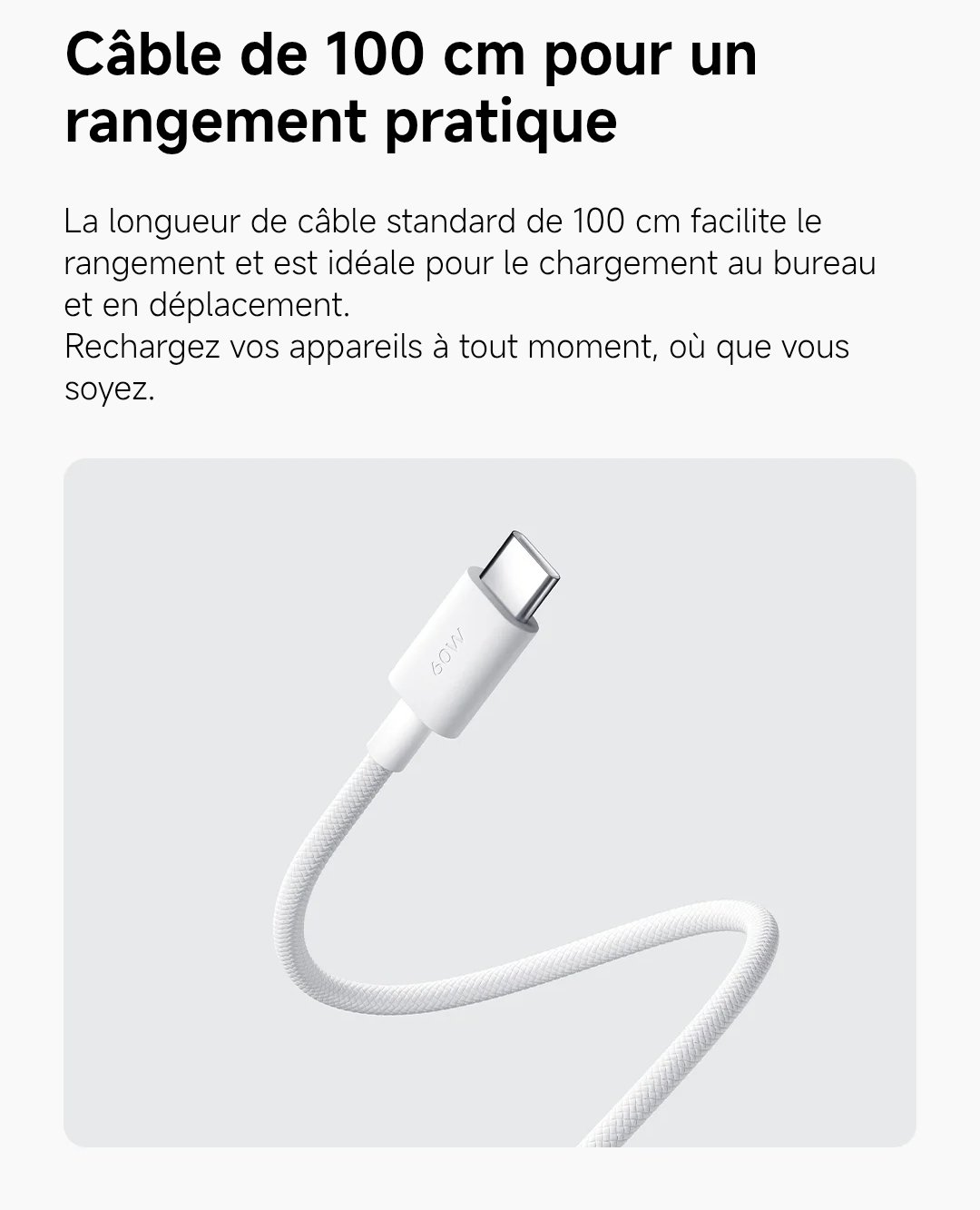 Xiaomi 3A Braided USB-C to USB-C Cable (1m) rapide | Câble tressé premium – Image 6